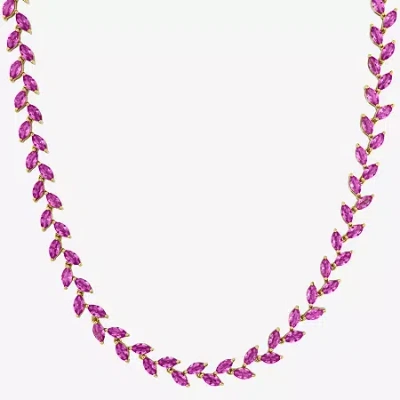 Fine Jewelry Womens Pink Sapphire Sterling Silver 17 Inch Tennis Necklace In Transparent