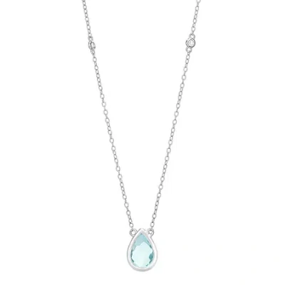 Fine Jewelry Womens Simulated Aquamarine Sterling Silver Pendant Necklace In Transparent