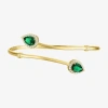 Fine Jewelry Womens Simulated Green Emerald 14k Gold Over Silver Sterling Silver Pear Bangle Bracelet In Transparent