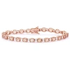 Fine Jewelry Womens Simulated Pink Morganite 14k Rose Gold Over Silver 7.25 Inch Tennis Bracelet In Transparent