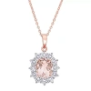 Fine Jewelry Womens Simulated Pink Morganite 18k Rose Gold Over Silver 16 Inch Pendant Necklace In Transparent