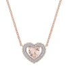 Fine Jewelry Womens Simulated Pink Morganite 18k Rose Gold Over Silver Heart 18 Inch Pendant Necklace In Transparent