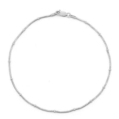 Fine Jewelry Womens Sterling Silver 10 Inch Solid Snake Ankle Bracelet In Transparent