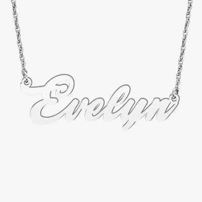 Fine Jewelry Womens Sterling Silver 18 Inch Name Necklace In White