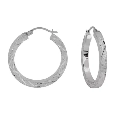 Fine Jewelry Womens Sterling Silver 25mm Round Hoop Earrings In Transparent