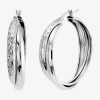 Fine Jewelry Womens Sterling Silver 35mm Round Hoop Earrings In Transparent
