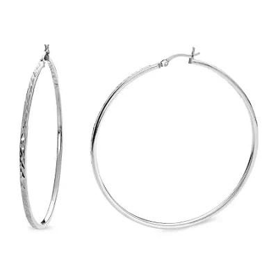 Fine Jewelry Womens Sterling Silver 60mm Hoop Earrings In Transparent