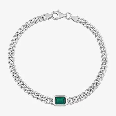 Fine Jewelry Womens Sterling Silver 7.5 Inch Solid Curb Chain Bracelet In Transparent