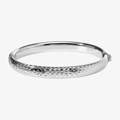 Fine Jewelry Womens Sterling Silver Bangle Bracelet In Transparent