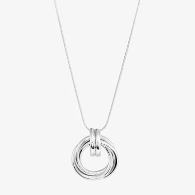 Fine Jewelry Womens Sterling Silver Circle Round 16 Inch Pendant Necklace In Transparent