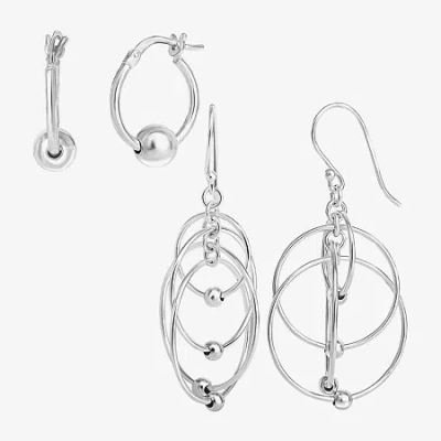Fine Jewelry Womens Sterling Silver Earring Set In Transparent