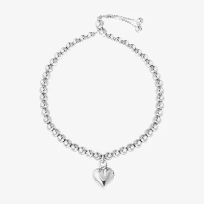 Fine Jewelry Womens Sterling Silver Heart Bolo Bracelet In Transparent