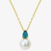Fine Jewelry Womens White Cultured Freshwater Pearl & Gemstone 18k Gold Over Silver Pendant Necklace In Purple