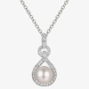 Fine Jewelry Womens White Cultured Freshwater Pearl Sterling Silver 18 Inch Pendant Necklace In Transparent