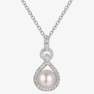 Fine Jewelry Womens White Cultured Freshwater Pearl Sterling Silver 18 Inch Pendant Necklace In Transparent