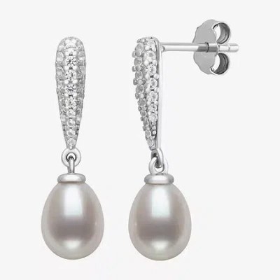Fine Jewelry Womens White Cultured Freshwater Pearl Sterling Silver Drop Earrings