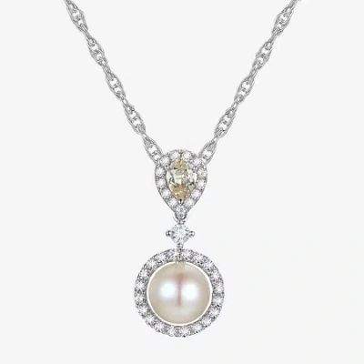 Fine Jewelry Womens White Cultured Freshwater Pearl Sterling Silver Pendant Necklace In Transparent