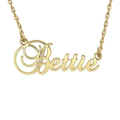 Fine Jewelry Womens White Diamond Accent Genuine Gold Personalized Pendant Necklace In Yellow