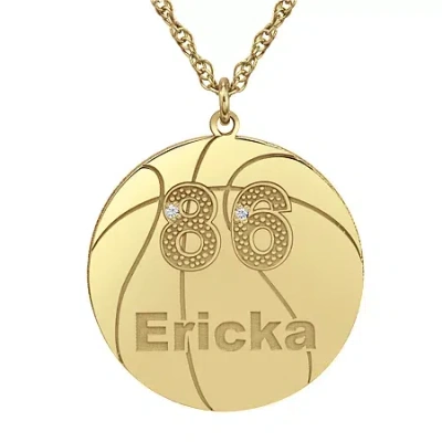 Fine Jewelry Womens White Diamond Accent Genuine Gold Personalized Pendant Necklace In Yellow