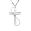 Fine Jewelry Womens White Diamond Accent Personalized Gold Cross Pendant Necklace In White