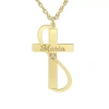 Fine Jewelry Womens White Diamond Accent Personalized Gold Cross Pendant Necklace In Yellow