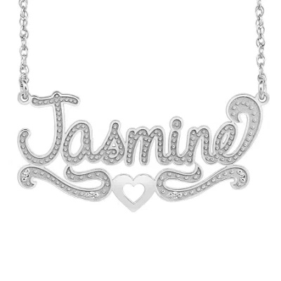 Fine Jewelry Womens White Diamond Accent Personalized Gold Pendant Necklace