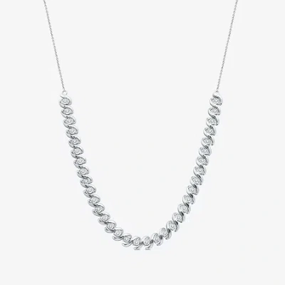 Fine Jewelry Womens White Diamond Sterling Silver 12 Inch Tennis Necklace In Transparent