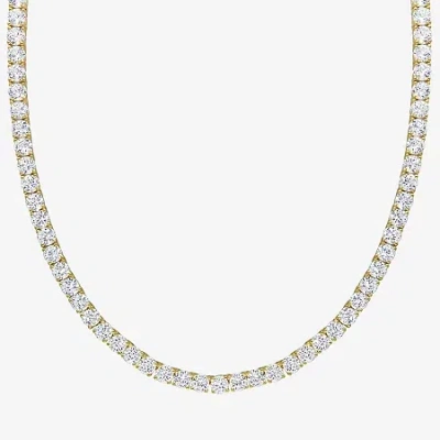 Fine Jewelry Womens White Sapphire 18k Gold Over Silver 17 Inch Tennis Necklace In Transparent