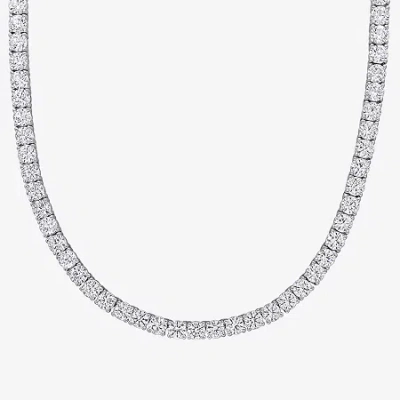 Fine Jewelry Womens White Sapphire Sterling Silver 17 Inch Tennis Necklace In Transparent