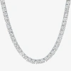 Fine Jewelry Womens White Sapphire Sterling Silver 18 Inch Tennis Necklace In Transparent