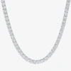 Fine Jewelry Womens White Sapphire Sterling Silver 18 Inch Tennis Necklace In Transparent