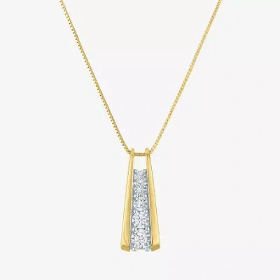 Fine Jewelry Yes Please! (g-h / I1-i2) Womens 1/10 Ct. T.w. Lab Grown White Diamond 14k Gold Over Silver Sterling In Transparent