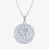 Fine Jewelry Zodiac Lab Created White Sapphire Sterling Silver Round 16 Inch Pendant Necklace