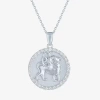 Fine Jewelry Zodiac Lab Created White Sapphire Sterling Silver Round 16 Inch Pendant Necklace