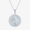 Fine Jewelry Zodiac Lab Created White Sapphire Sterling Silver Round 16 Inch Pendant Necklace