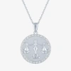 Fine Jewelry Zodiac Lab Created White Sapphire Sterling Silver Round 16 Inch Pendant Necklace