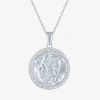 Fine Jewelry Zodiac Lab Created White Sapphire Sterling Silver Round 16 Inch Pendant Necklace