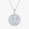 Fine Jewelry Zodiac Lab Created White Sapphire Sterling Silver Round 16 Inch Pendant Necklace