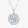 Fine Jewelry Zodiac Lab Created White Sapphire Sterling Silver Round 16 Inch Pendant Necklace In Gray