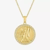 Fine Jewelry Zodiac Womens Lab Created White Sapphire 14k Gold Over Silver Round Pendant Necklace