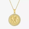 Fine Jewelry Zodiac Womens Lab Created White Sapphire 14k Gold Over Silver Round Pendant Necklace