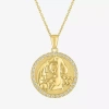 Fine Jewelry Zodiac Womens Lab Created White Sapphire 14k Gold Over Silver Round Pendant Necklace In Blue