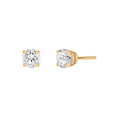 Pre-owned Finecraft 1 Cttw Diamond Solitaire Stud Earrings In 14k Gold In White