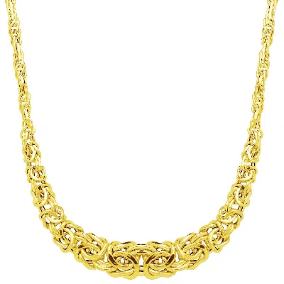 Pre-owned Finecraft Graduated Byzantine Links Necklace In 14k Gold, 17"