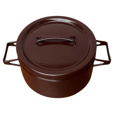 Pre-owned Finel Mid-century Modern Brown Minimalist Enamel Pot Seppo Mallat  Finland 1960s
