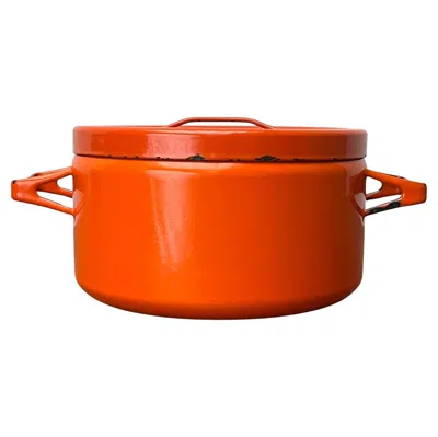 Pre-owned Finel Mid-century Modern Orange Minimalist Enamel Pot Seppo Mallat  Finland 1960s