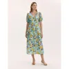 Finery London Addison Floral Crepe Midi Dress In Blue