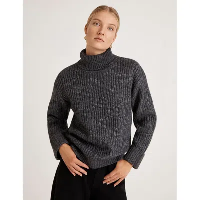 Finery London Albie Roll Neck Knitted Sweater In Gray