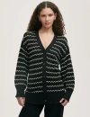 Finery London Alena V-neck Crochet Cardigan In Black