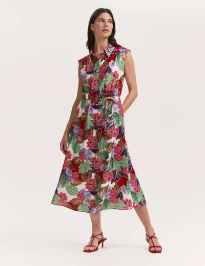 Finery London Alida Floral Midi Shirt Dress In Multi